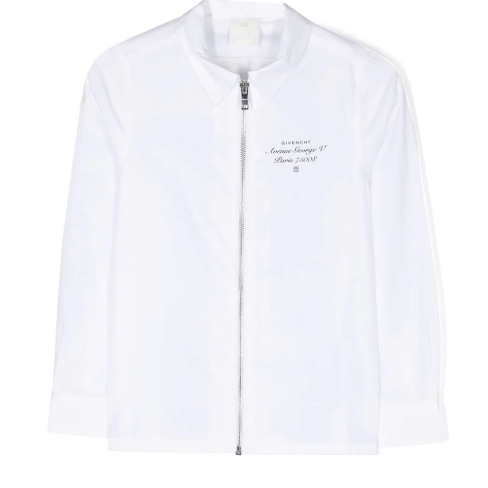 Givenchy Kids logo-patch zip-up shirt
